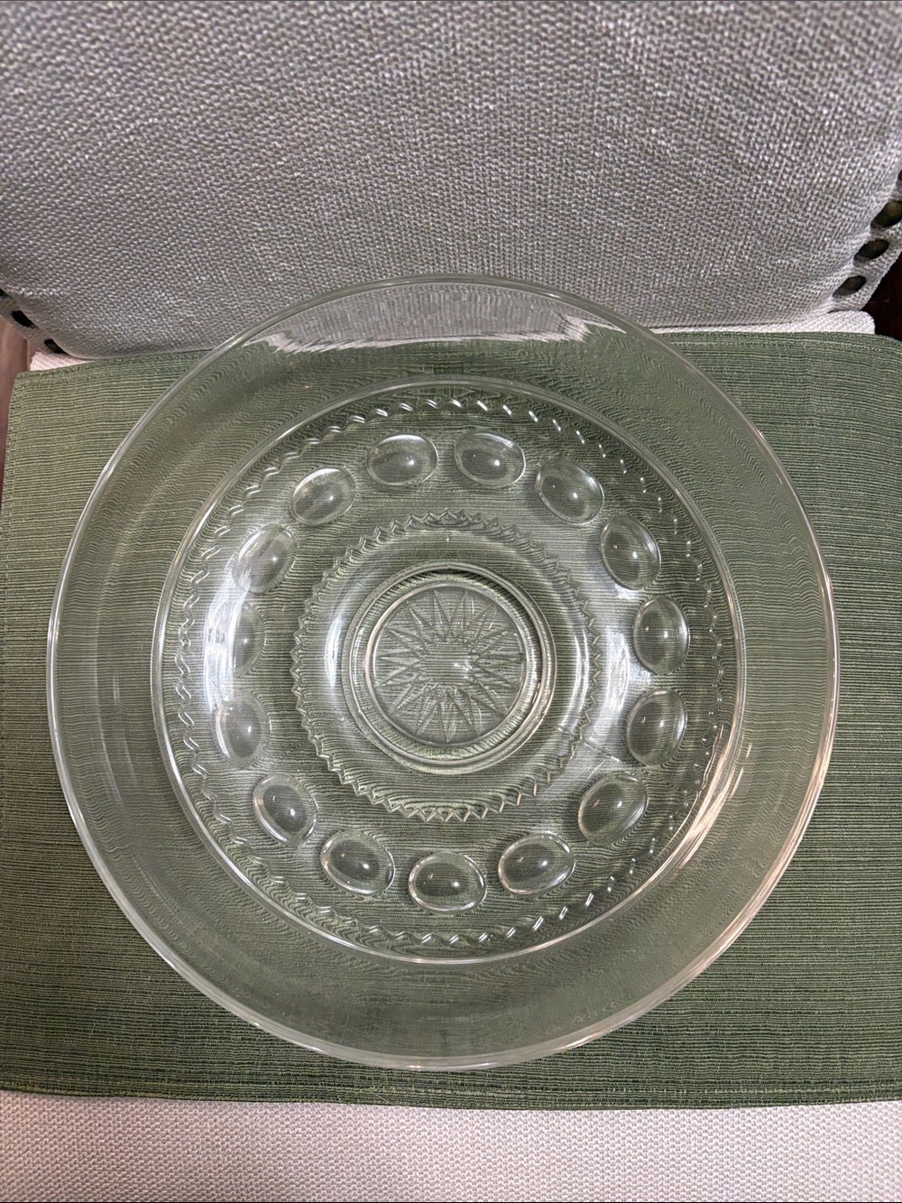 Clear Glass Decorative Serving Bowl with Star Medallion